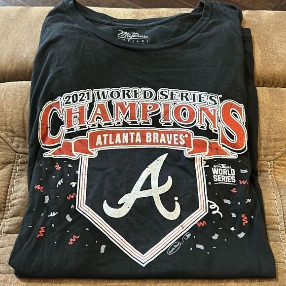 Majestic Threads Atlanta Braves 2021 World Series Champions Black Tee. Size XXL - Picture 1 of 8